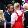 Le prince Haakon et la princesse Mette-Marit de Norvège le 17 septembre 2013 au premier jour de leur visite dans le comté méridional de Vest-Agder, dont la princesse est native.