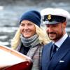 Le prince Haakon et la princesse Mette-Marit de Norvège le 17 septembre 2013 au premier jour de leur visite dans le comté méridional de Vest-Agder, dont la princesse est native.