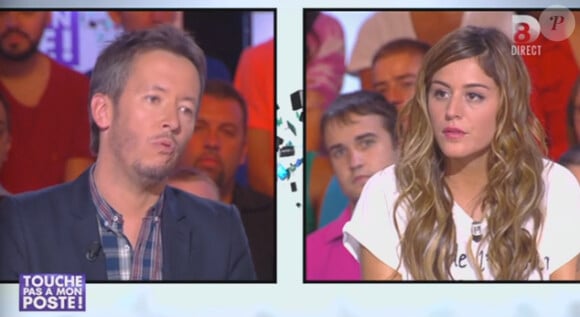Anaïs, grande gagnante de Secret Story 7 dans l'émission "Touche pas à mon poste" du 23 septembre 2013. Jean-Luc Lemoine lui pose une question.