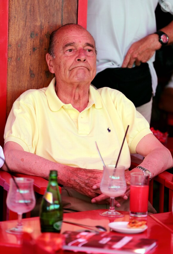 Jacques Chirac au Sénéquier à Saint-Tropez le 10 août 2012.