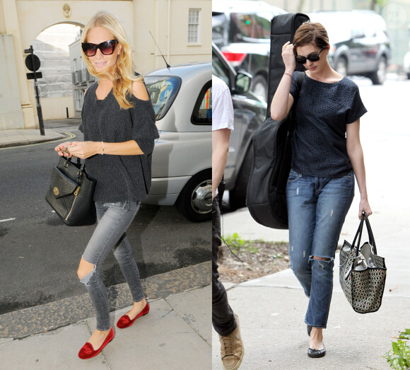 Poppy Delevingne vs Anne Hathaway : qui porte le mieux le jean déchiré ? 
