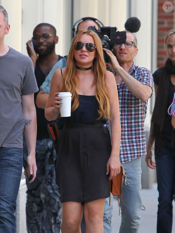 Lindsay Lohan en tournage pour sa télé-réalité, à New York, le 5 août 2013.