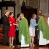 Le prince Carlos de Bourbon-Parme et la princesse Annemarie, la princesse Margarita et Tjalling ten Cate et la princesse Carolina le 28 septembre 2013 à Piacenza (Plaisance) lors d'une messe en l'église de San Sisto.