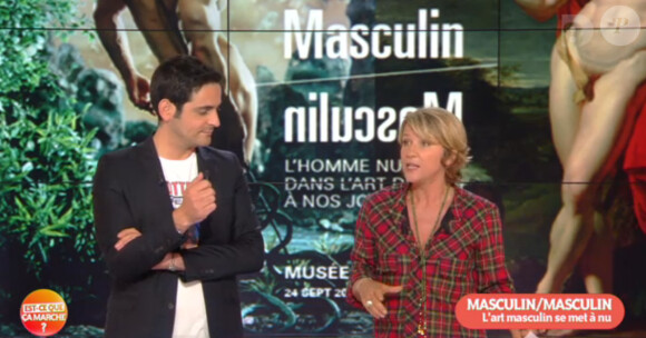 Ariane Massenet et Camille Combal dans la nouvelle émission de D8, Est-ce que ça marche ?. Le 1er octobre 2013.