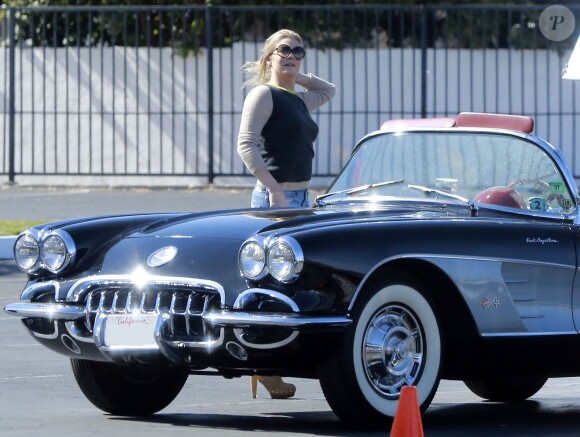 LeAnn Rimes et son chéri Eddie Cibrian en plein tournage, le vendredi 4 octobre 2013, à Los Angeles.