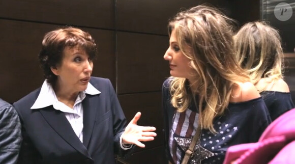 Roselyne Bachelot et Caroline Ithurbide dans le clip de "Je te donne". Il a été dévoilé dans le cadre des 1 an de D8.