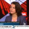 Cécile Duflot face à Audrey Pulvar dans "Tirs croisés" sur i-Télé le 10 octobre 2013.