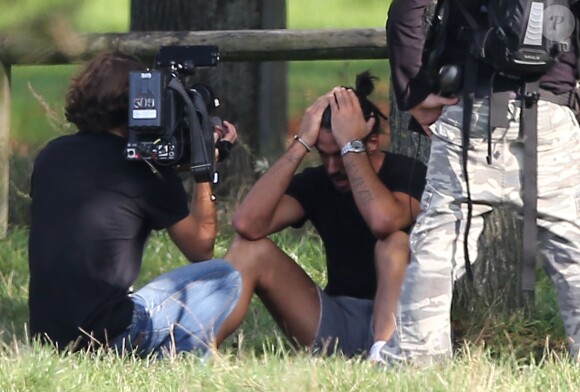Exclusif - Thomas Vergara, le compagnon de Nabilla Benattia, fait sa séance de sport au bois de Boulogne, le 8 octobre 2013.