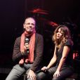 Nicolas Peyrac et Julie Zenatti à Lyon, le 12 0ctobre 2013, lors de la 7ème édition de "Foot-Concert" au Palais des sports.