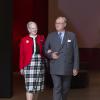 La reine Margrethe II et son époux le prince Henrik, lors de l'inauguration et le vernissage de l'exposition Pas De Deux Royal, une rencontre artistique, au musée Aros de Aarhus, le 11 octobre 2013