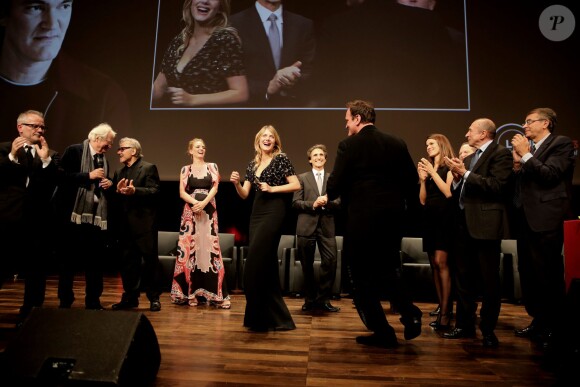 Quentin Tarantino et Mélanie Laurent - Remise du Prix Lumière à Quentin Tarantino lors du Festival Lumière à Lyon le 18 octobre 2013.