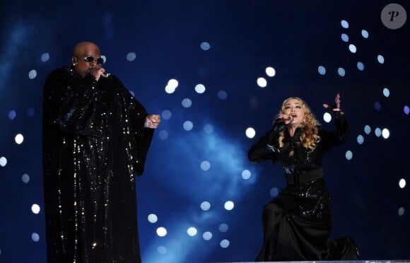 Cee Lo Green et Madonna lors du half time show du super Bowl à Indiana, le 5 février 2012. 