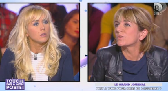 Laurence Pieau, rédactrice en chef de "Closer" sur le plateau de Touche pas à mon poste (D8). le 21 octobre 2013.