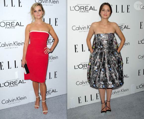 Marion Cotillard et Reese Witherspoon au gala "ELLE Women in Hollywood" à Los Angeles, le 21 octobre 2013