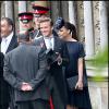 Victoria Beckham, enceinte, et son mari David au mariage du prince William et de Kate Middleton le 29 avril 2011 à Westminster