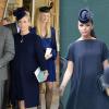 Zara Phillips enceinte au baptême du prince George de Cambridge le 23 octobre 2013 / Victoria Beckham au mariage du prince William et de Kate Middleton le 29 avril 2011