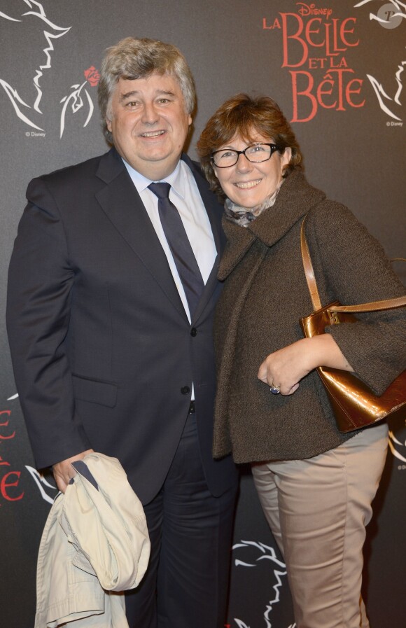 Thierry Fritsch (president de Chaumet) et sa femme Marie-Claire - Générale de la comédie musicale "La Belle et la Bête" au Théâtre Mogador à Paris le 24 octobre 2013.