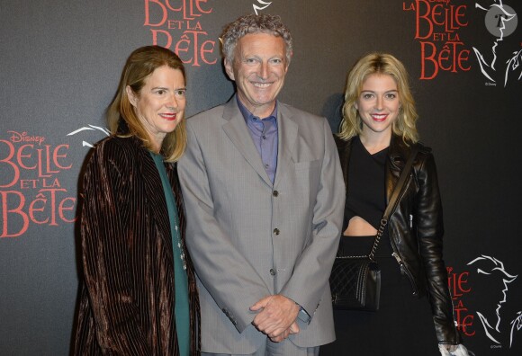 Nelson Monfort avec sa femme Dominique et sa fille Victoria - Générale de la comédie musicale "La Belle et la Bête" au Théâtre Mogador à Paris le 24 octobre 2013.