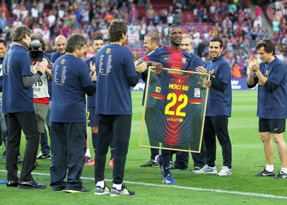 Eric Abidal lors de son dernier match au Camp Nou entre Barcelone et Malaga le 6 juin 2013