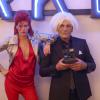 Exclusif - Christian Audigier et sa sublime Nathalie Sorensen, déguisés en Andy Warhol et en Ziggy Stardust, fêtent Halloween au Soho House de Los Angeles, le 31 octobre 2013.