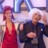 Exclusif - Christian Audigier et sa belle fiancée Nathalie Sorensen, déguisés en Andy Warhol et en Ziggy Stardust, fêtent Halloween au Soho House de Los Angeles, le 31 octobre 2013.