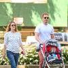 Drew Barrymore, son mari Will Kopelman et leur fille Olive à New York le 28 septembre 2013
