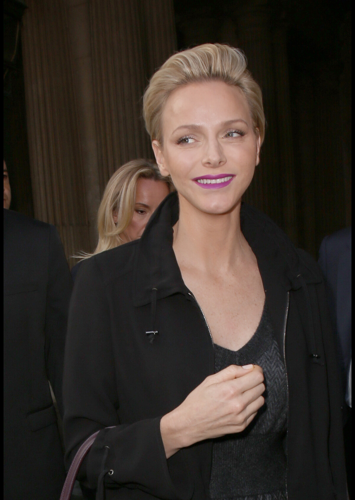 Photo La princesse Charlene de Monaco lors de son arrivée au défilé