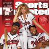 Kate Upton en couverture du magazine Sports Illustrated d'octobre 2013 avec les joueurs de baseball B.J. et Justin Upton.