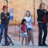 Johnny Hallyday, sa femme Laeticia et leurs filles Jade et Joy jouent les paparazzi pour un mariage à Malibu, le 9 novembre 2013.