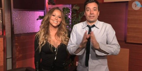 La chanteuse Mariah Carey surprend ses fans sur le plateau de Jimmy Fallon pour faire la promo de son album The Art of Letting Go.