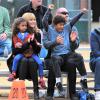 Heidi Klum en compagnie de son petit ami Martin Kristen assiste au match de football de ses enfants (Leni, Henry, Johan et Lou) à Brentwood, le 16 novembre 2013.