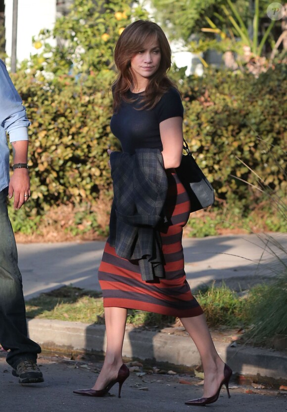 Jennifer Lopez sur le tournage du film "The Boy Next Door" à Los Angeles, le 17 novembre 2013.