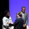 Bineta Diop, Denis Mukwege et François Hollande au Musée du Quai Branly à Paris, le 21 Novembre 2013