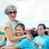 La reine Maxima des Pays-Bas au stade Guillermo Trinidad sur l'île d'Aruba le 21 novembre 2013.