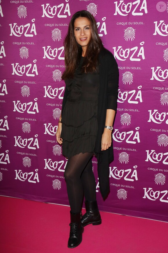 Elisa Tovati à la représentation du nouveau spectacle du Cirque du Soleil, "Kooza", sur l'ïle Seguin à Boulogne-Billancourt, le 26 novembre 2013.