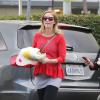 Exclusif - Emily Blunt, enceinte, a déjeuné au restaurant Lemonade avec des amis et son mari John Krasinski à West Hollywood. Los Angeles, le 3 décembre 2013.