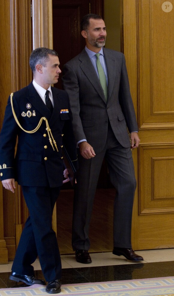 Felipe d'Espagne en audience à la Zarzuela le 5 décembre 2013