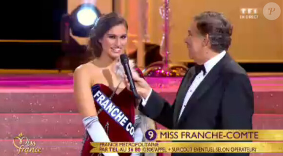 Miss Franche-Comté se présente lors de l'élection Miss France 2014 sur TF1, en direct de Dijon, le samedi 7 décembre 2013