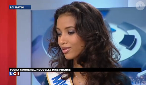 Flora Coquerel, Miss France 2014, revoit les images de son sacre invitée chez LCI le 9 décembre 2013