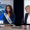 Flora Coquerel, Miss France 2014, aux côtés de Sylvie Tellier accorde une interview à LCI le 9 décembre 2013