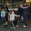 Exclusif - Sharon Stone et ses trois enfants Roan, Quinn, et Laird arrivent à l'aéroport d'Orly en provenance de Marrakech, le 30 novembre 2013.