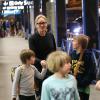 Exclusif - Sharon Stone et ses trois enfants Roan, Quinn, et Laird arrivent à l'aéroport d'Orly en provenance de Marrakech, le 30 novembre 2013.