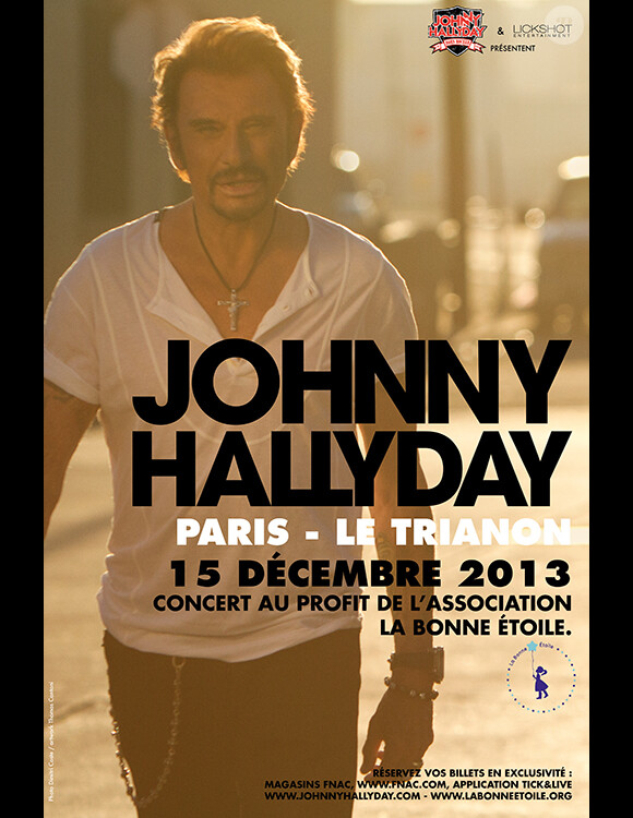 Johnny Hallyday en concert dimanche 15 décembre 2013 au Trianon à Paris au profit de La bonne étoile, l'association de Laeticia Hallyday.