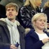Sebastian Vettel et sa compagne Hanna Prater lors du match entre le FC Barcelone et Valence le 19 février 2012 au Camp Nou de Barcelone