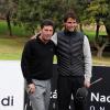 Jose Maria Olazabal et Rafael Nadal lors du tournoi de golf Nadal & Olazabal Invitational à Majorque, le 29 novembre 2013