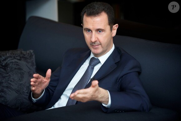Bachar el-Assad donne une interview à Georges Malbrunot du Figaro, le 1er septembre 2013, à Damas en Syrie.