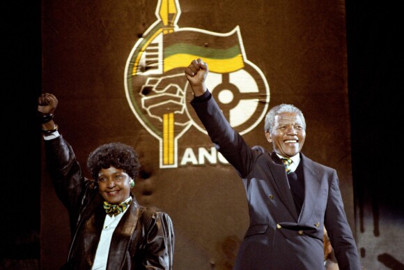 Nelson Mandela et Winnie à Wembley en avril 1990.