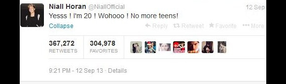Le tweet de Niall Horan des One Direction fait partie des messages les plus retweetés de 2013.