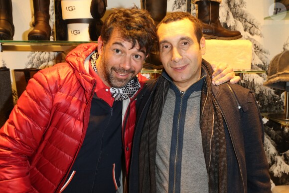 Stéphane Plaza et Zinedine Soualemlors de la soirée d'ouverture de la boutique UGG à Paris, le 12 décembre 2013.