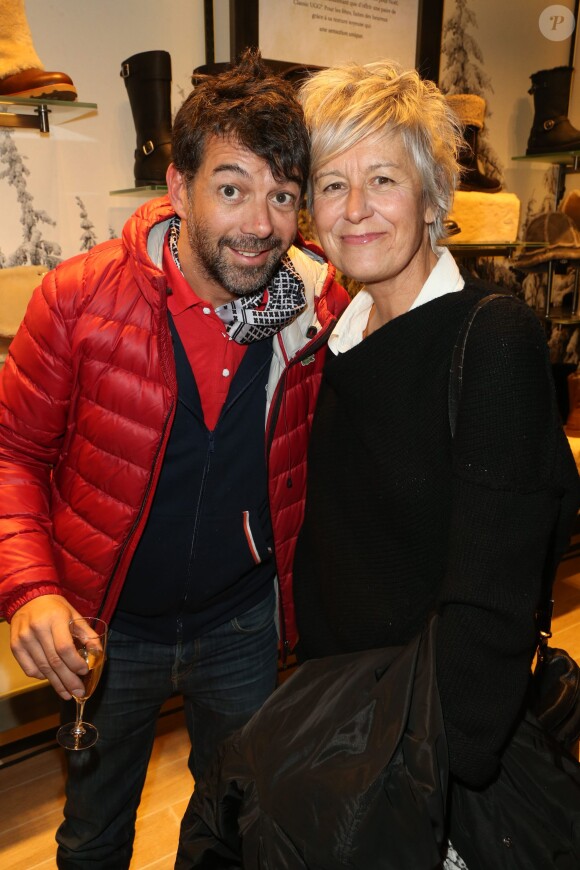 Stéphane Plaza et Annie Lemoine lors de la soirée d'ouverture de la boutique UGG à Paris, le 12 décembre 2013.